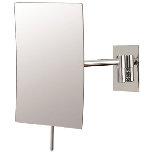 Minimalist Rectangular Single-Sided 3X Wall Mirror, Chrome Finish